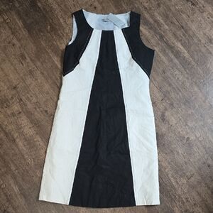 LINEA DOMANI Women's 8 Elegant Black and White Sleeveless Dress linen New